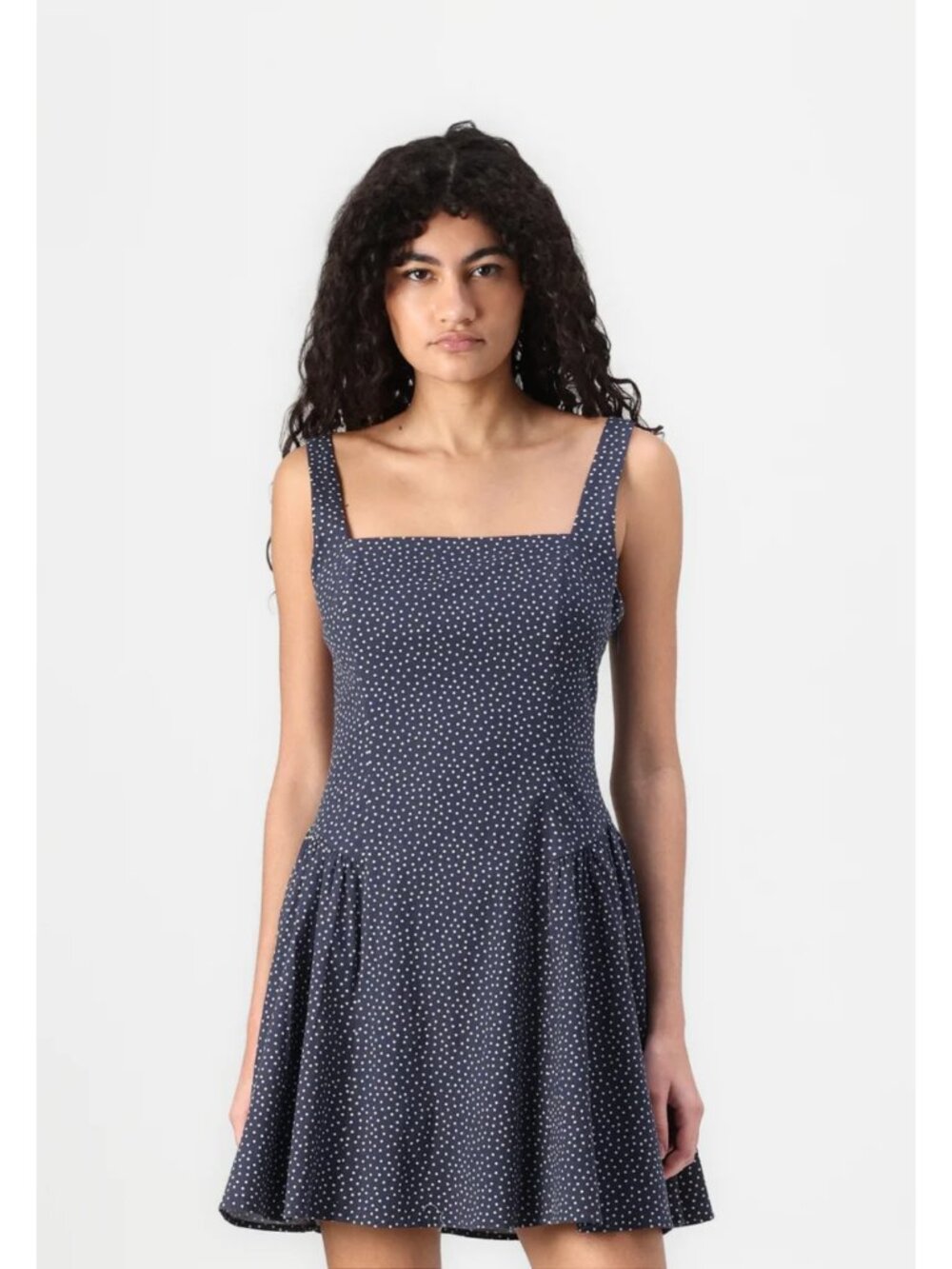 Perfect Summer Drop Waist Mini Dress | Abercrombie | Navy Polka Dot